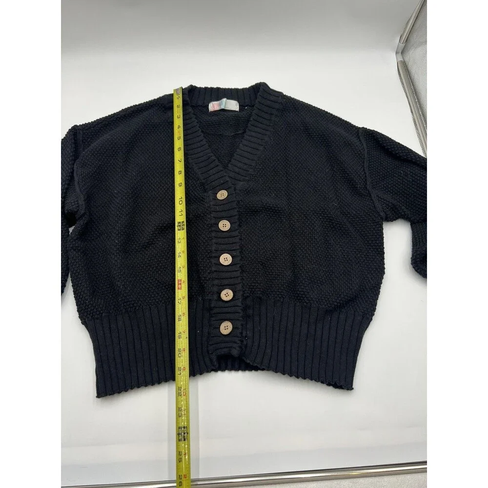 Free People FP Beach black Hailee Knit Cardigan Sweater Women's Size S coastal